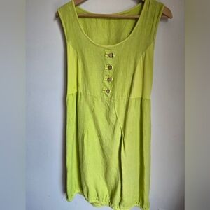 Beautiful Lime Green Sleeveless Linen Dress